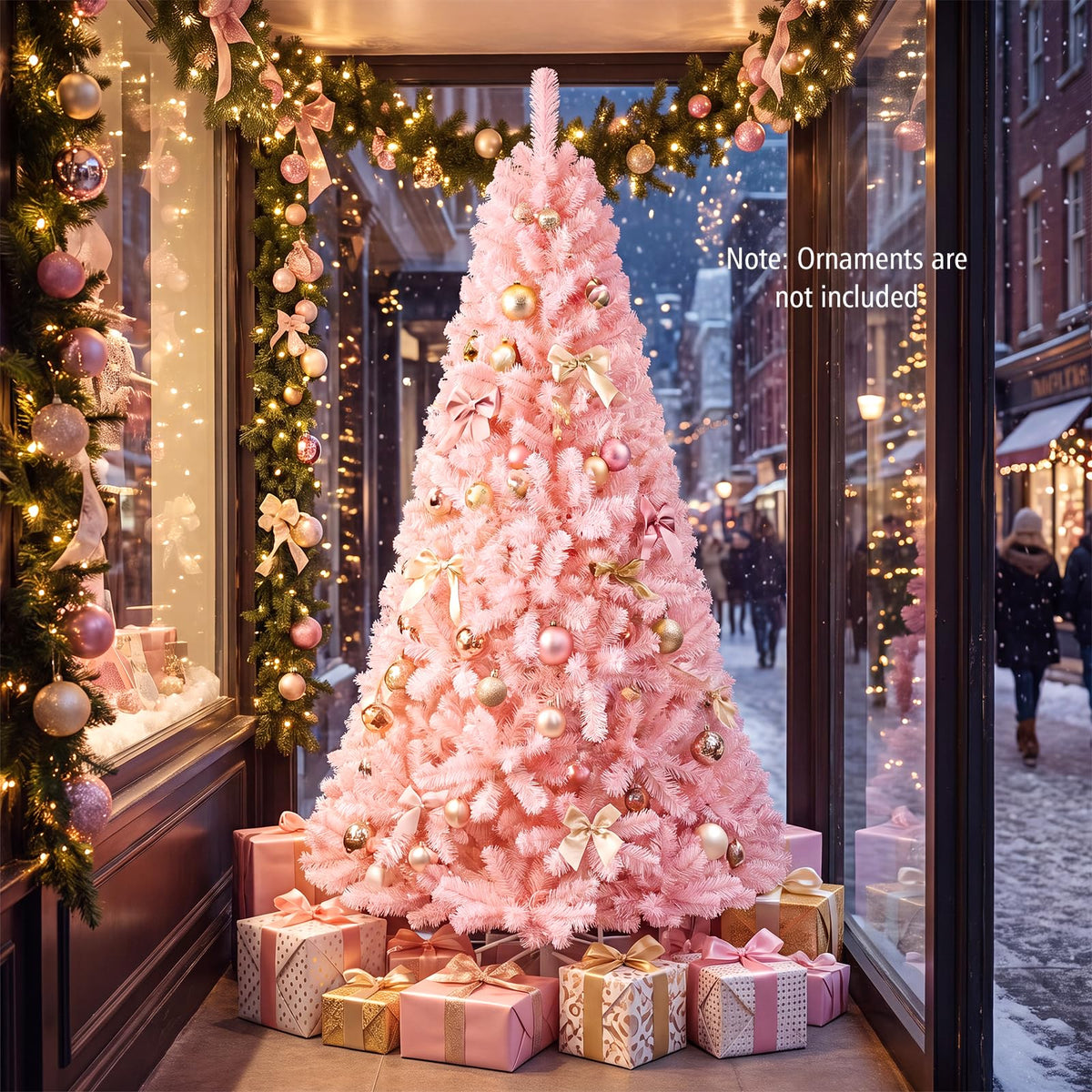 6FT Pink Artificial Christmas Tree with Folding Metal Stand