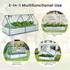 Lucktree Galvanized Steel Raised Garden Bed with Mini Greenhouse, Outdoor Metal Planter Box Kit with Large Roll-up PVC Cover
