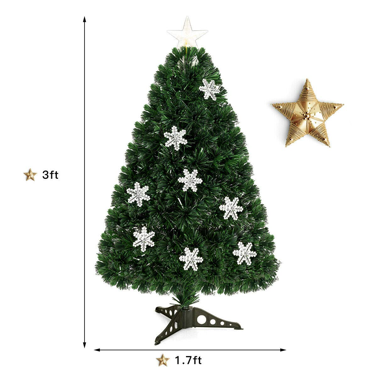 Artificial Pre-Lit Christmas Tree Fiber Optic Tree with Metal Stand, Xmas Tree for Holiday Decor - LucktreeUS
