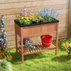Lucktree 40"x20"x39" Raised Garden Bed Wood Planter Box with Plant Stand & Black Liner