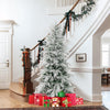 Lucktree 6FT / 7FT / 8FT Pre-Lit Snow Flocked Christmas Tree with PE & PVC Mixed Branch Tips