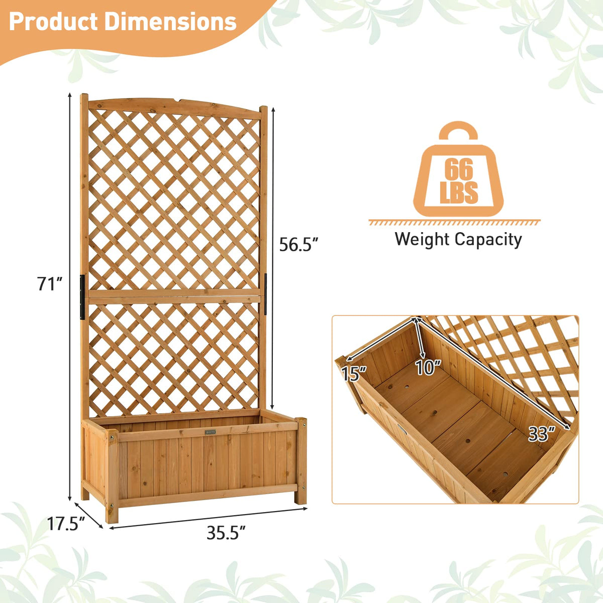 Planter Raised Bed with Trellis - Lucktree