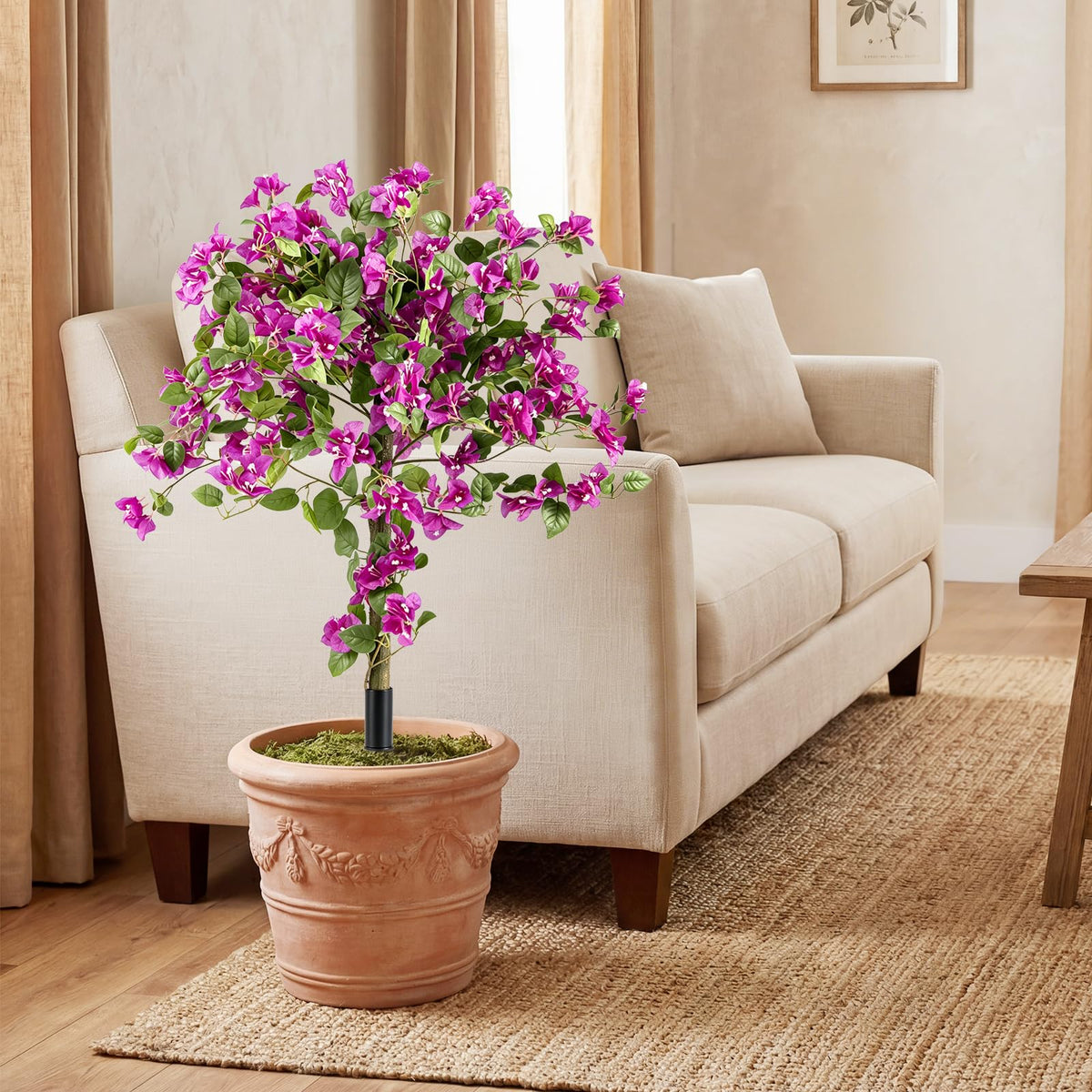 Lucktree 2 Pack Artificial Bougainvillea Trees | 43.5" Sun-Protective Fake Silk Floral Plants