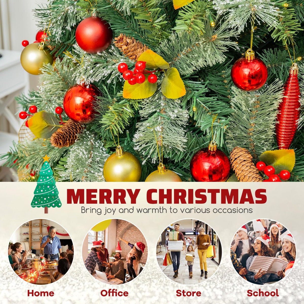 Lucktree 5ft Pre-Lit Artificial Christmas Tree, Hinged Xmas Tree with 453 PVC & Pine Needles