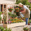 Lucktree Wooden Raised Garden Bed with Trellis & Hanging Roof