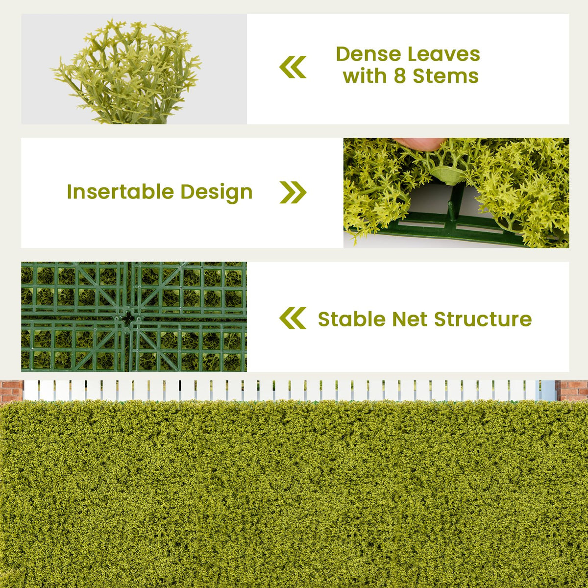 Lucktree 12PCS 20" x 20" Grass Wall Panels Backdrop, Garden Privacy Fence Screen, 33.3 Sq.ft Artificial Moss Wall Panels
