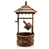 Lucktree Rustic Wishing Well Fountain, Outdoor Wooden Water Fountain with Electric Pump