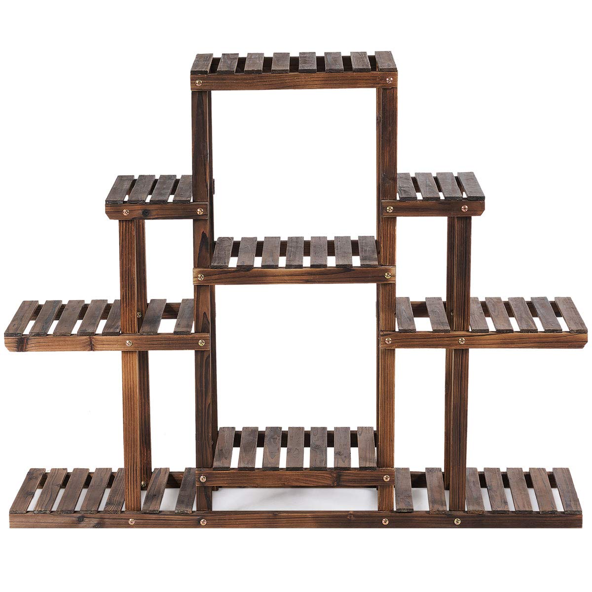 Lucktree Flower Rack Wood Plant Stand Wood Shelves Bonsai Display Shelf
