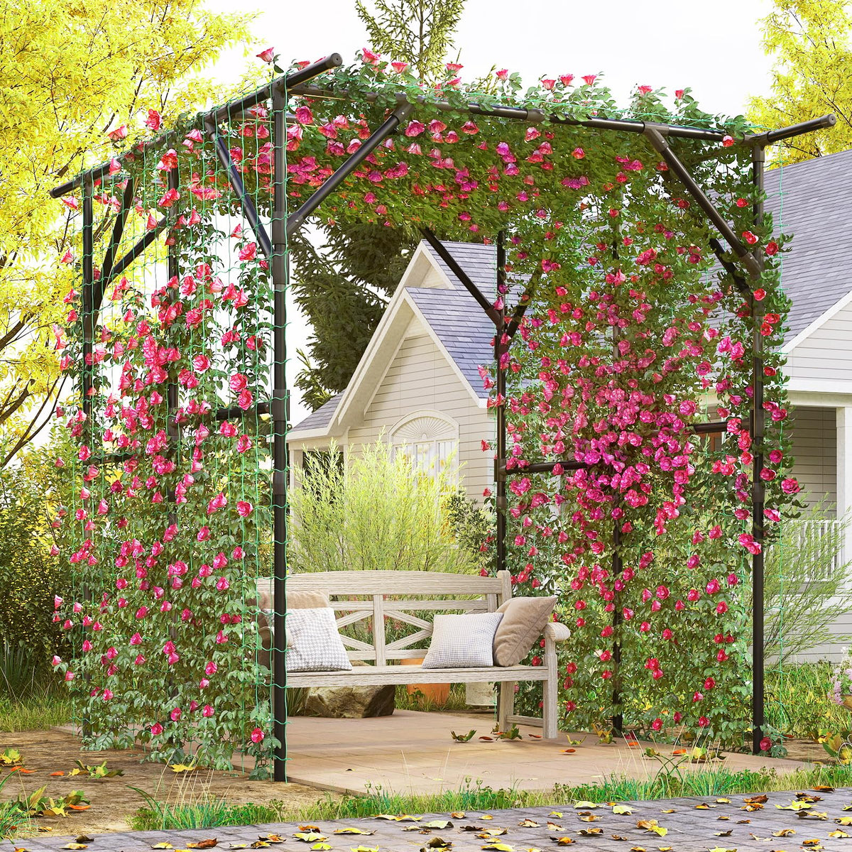 Lucktree Outdoor Grape Vine Trellis for Climbing Plants 79" x 59" x 78" Large Garden Arch
