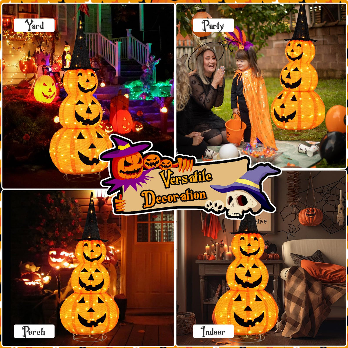 Lucktree 5 FT Halloween Light Up Pumpkin Decoration