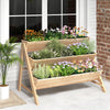 Lucktree 3-Tier Raised Garden Bed, Wooden Vertical Planter Box with Storage Shelf