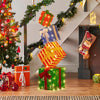 Lucktree Lighted Gift Boxes, Set of 4 Stackable Pre-lit Box Decorations with Warm White LED Lights & Pre-Assembled Ribbons