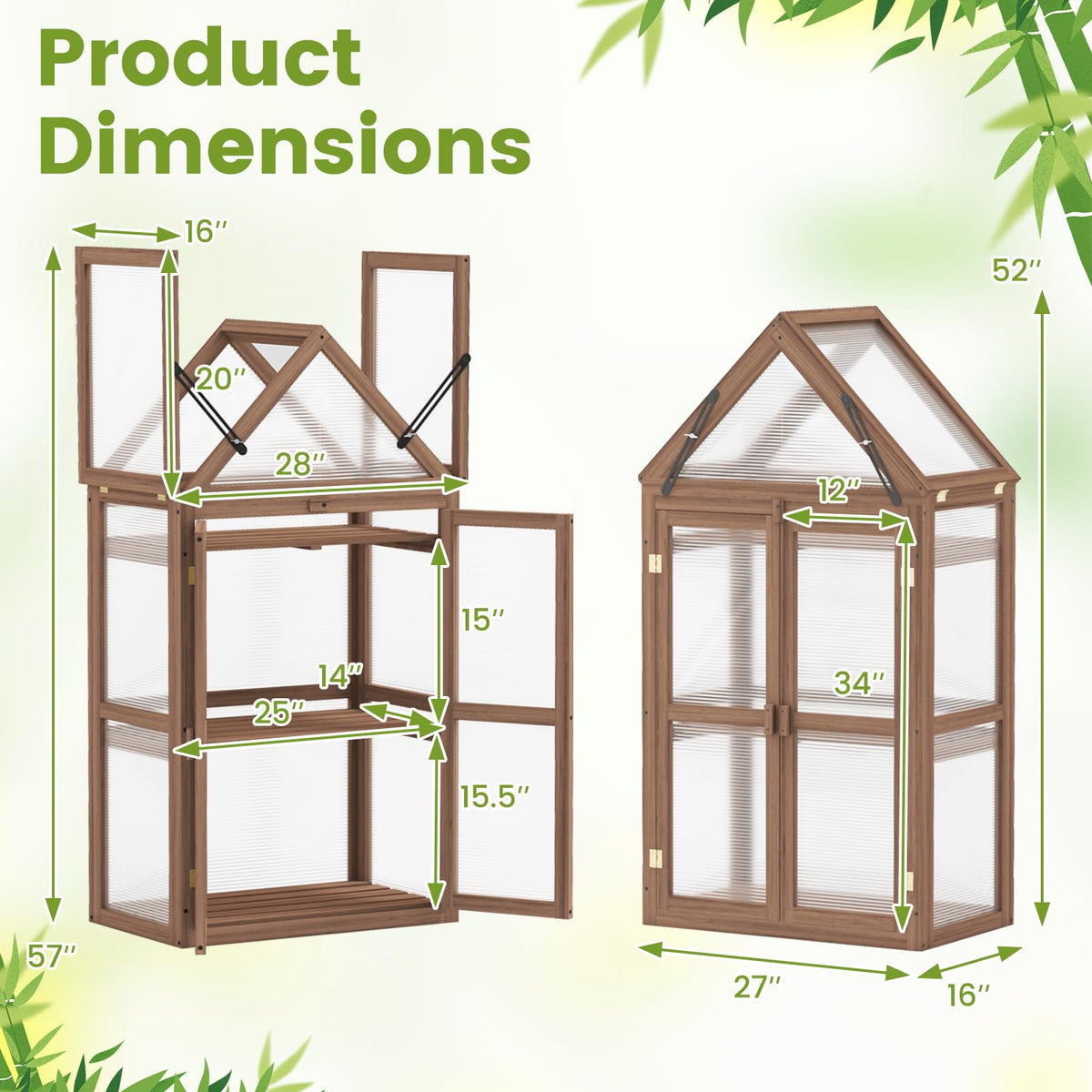 Lucktree Garden Cold Frame Mini Greenhouse Storage Shelves