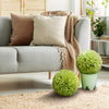 Lucktree 11 Inch Topiary Balls Artificial Outdoor Set of 2, Faux Boxwood Ball, Fake Plant Sphere