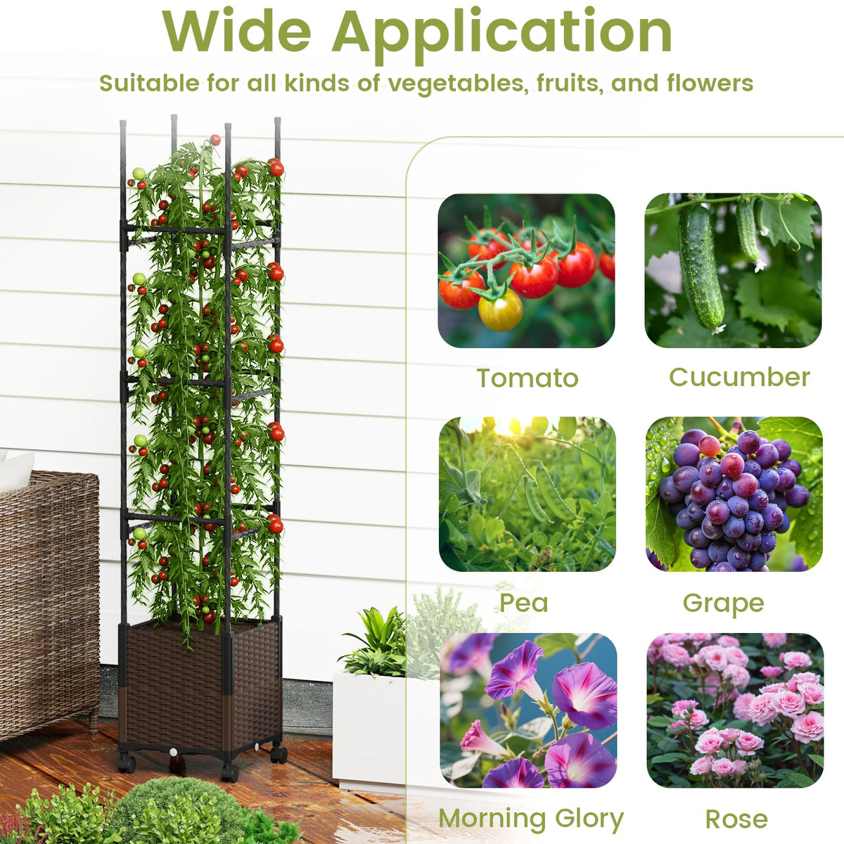 Lucktree Raised Garden Bed Planter Box with Trellis