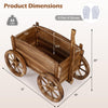 Lucktree Wood Wagon Planter Rustic Rolling Flower Pot Stand