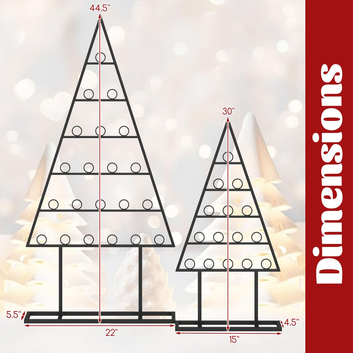 Lucktree 2 Pack Christmas Tree Photo Holder with 36 Round Clips