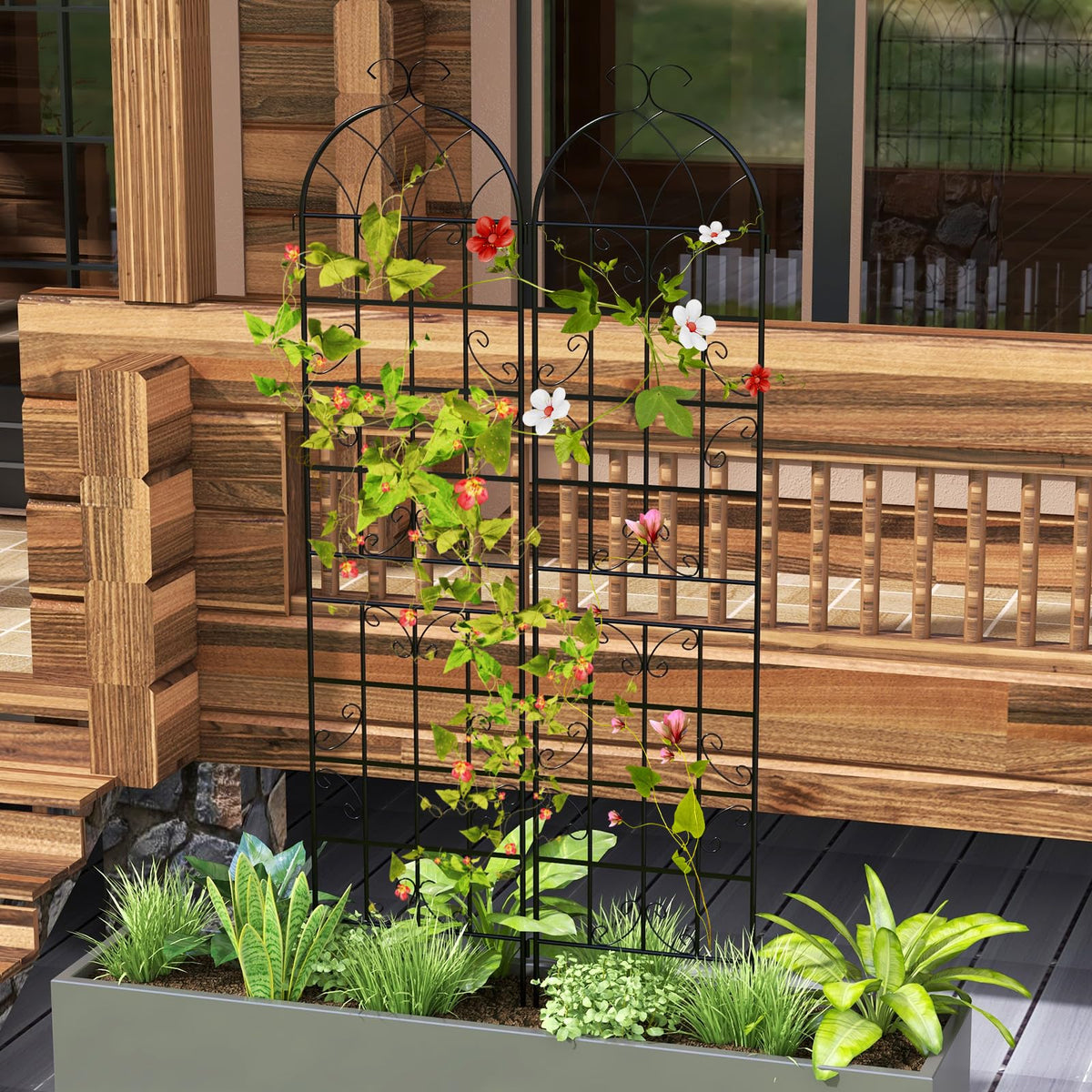 Lucktree 2 Pack Trellis for Climbing Plants Outdoor, 7 FT Tall Galvanized Steel Garden Trellis