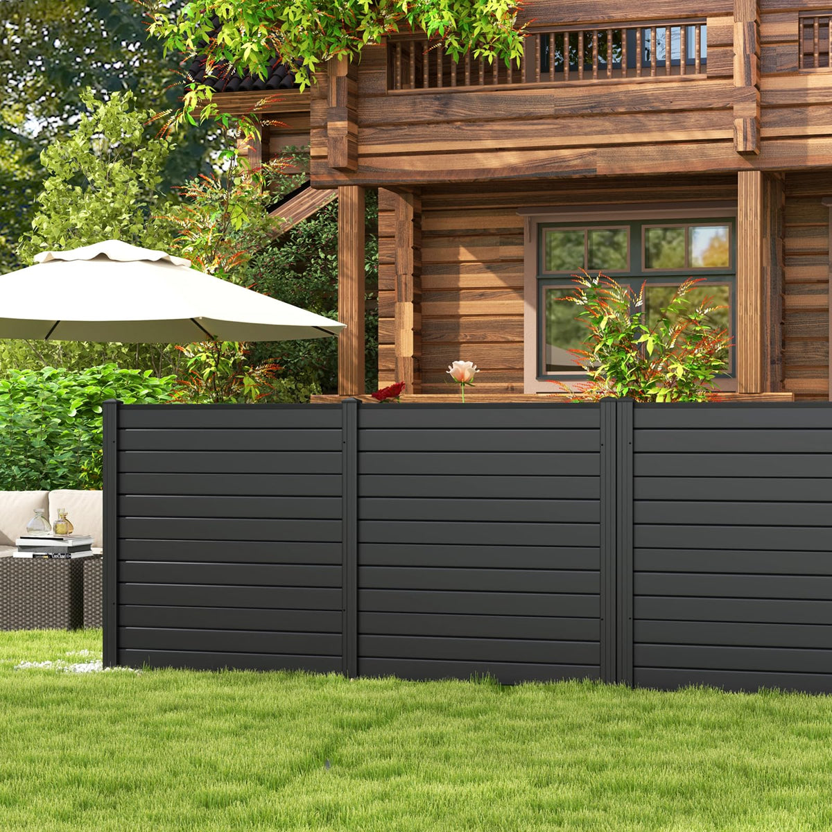 Lucktree Air Conditioner Fence 2 Panels - 48''W x 48''H Outdoor Privacy Screen with Upgraded Metal Stakes