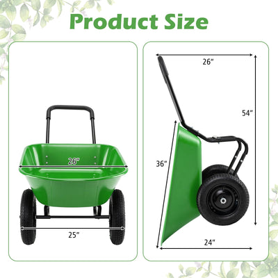 Lucktree Dual-Wheel Garden Cart for Outdoor Yard Lawn Gardening Construction Use