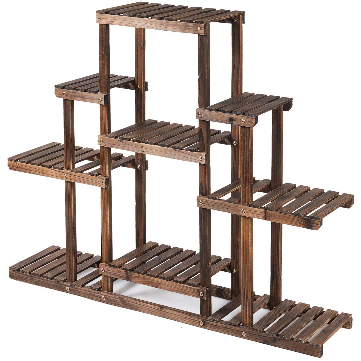 Lucktree Flower Rack Wood Plant Stand Wood Shelves Bonsai Display Shelf
