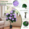 Lucktree 2 Pack Artificial Hydrangea Tree w/11 Flowers & Realistic Trunk in Plastic Nursery Pot