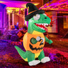 Lucktree 6 FT Inflatable Pumpkin Dinosaur, Blow up Yard Decoration with Built-in LED Lights & Witch Hat