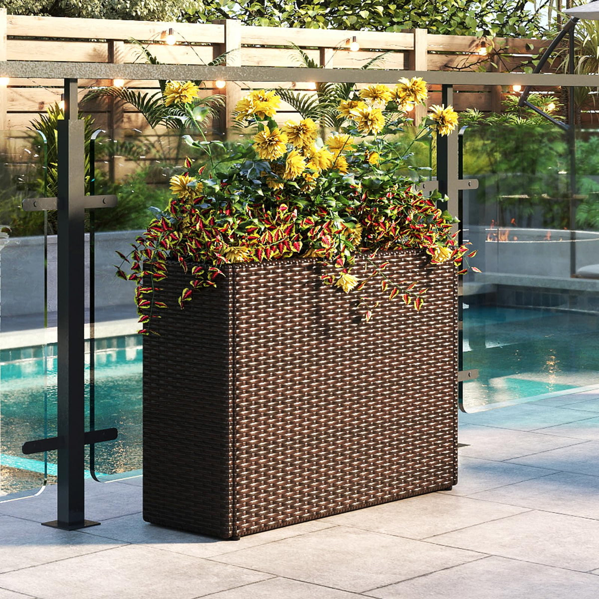 Lucktree 32”x11”x24" Wicker Raised Garden Bed