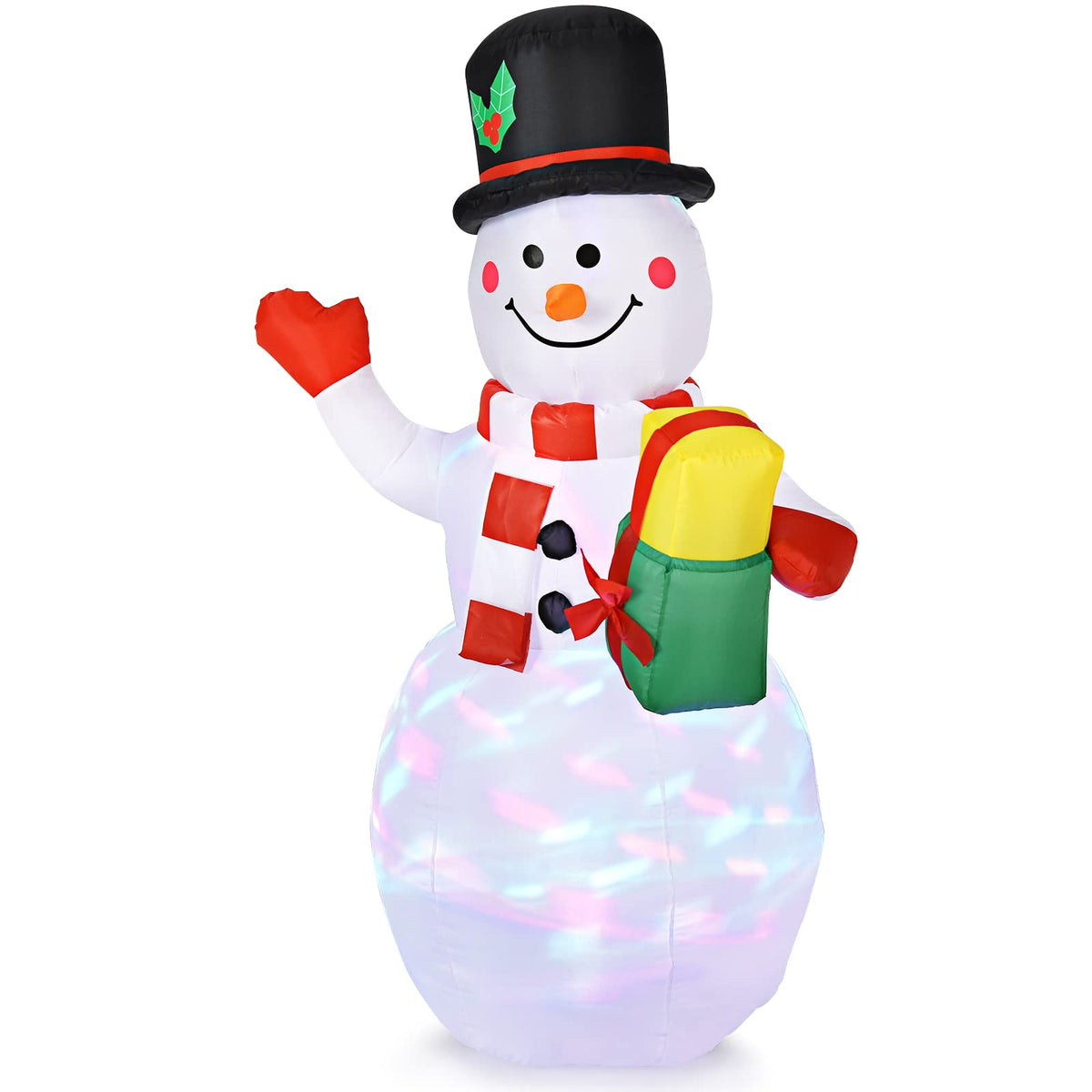 Lucktree Inflatable christmas Snowman, Santa Claus, Built-in Colorful LED Lights