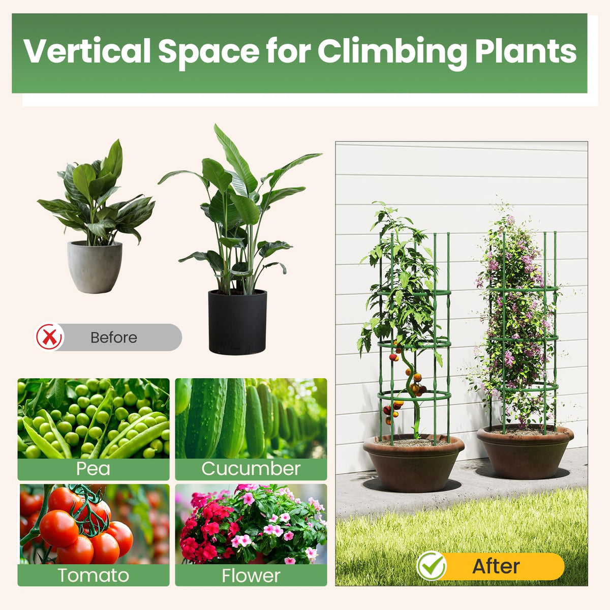 Lucktree 2 in 1 Round Trellis for Climbing Flower Vegetable Fruit