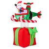 Lucktree 6 FT Christmas Inflatable Santa Claus Flying Helicopter on Gift Box