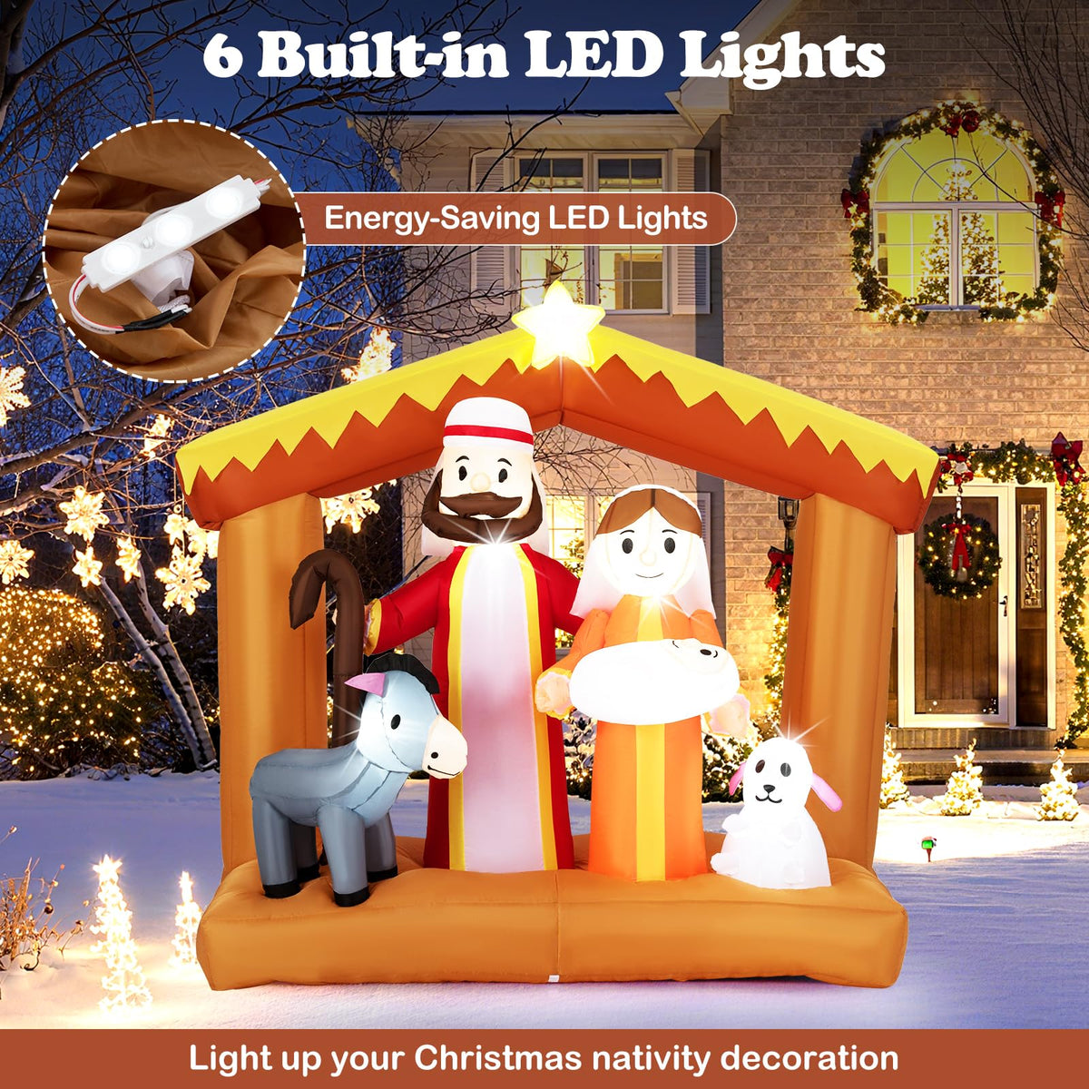 Lucktree 6 FT Christmas Inflatables Nativity Scene Outdoor Decoration