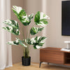 Lucktree 4ft Artificial Monstera Deliciosa Plant, 2 Pack Tall Fake Tropical Palm Tree in Pot with 10 Decorative Split Leaves