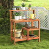 Lucktree 4-Tier Potting Bench, Solid Wood Gardening Workstation w/Open Storage Shelves
