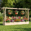 Lucktree Wooden Raised Garden Bed with Trellis & Hanging Roof