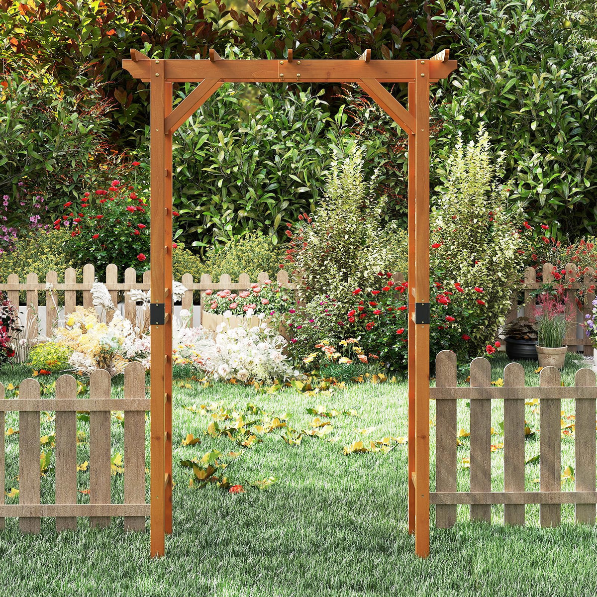 Lucktree 7FT Wood Garden Arbor Trellis for Ceremony Party