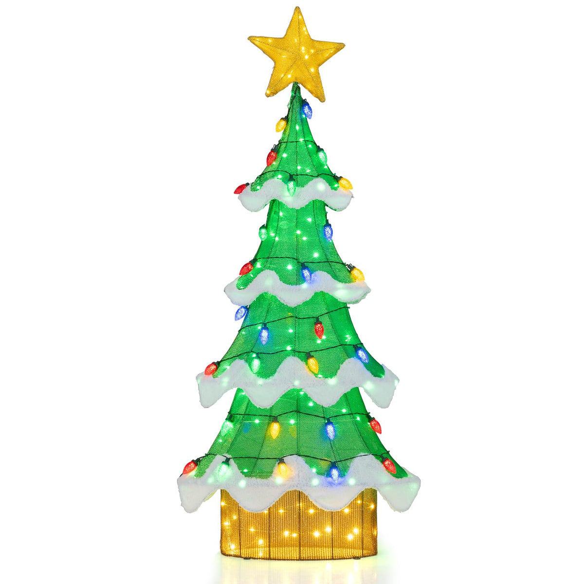 Lucktree Lighted Christmas Tree Outdoor Indoor 3D Mesh Tree with 34 Colorful Strawberry Bulbs