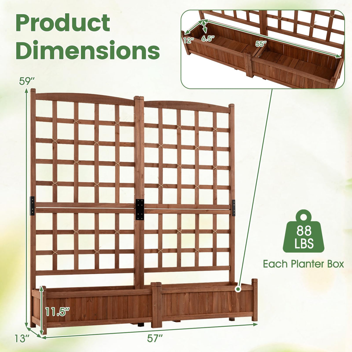 Lucktree Wooden Raised Garden Bed with Trellis