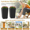 Lucktree Outdoor Wicker Flower Pot Set of 2, 22.5” Tall Planters with Drainage Hole, Self-Watering Tray