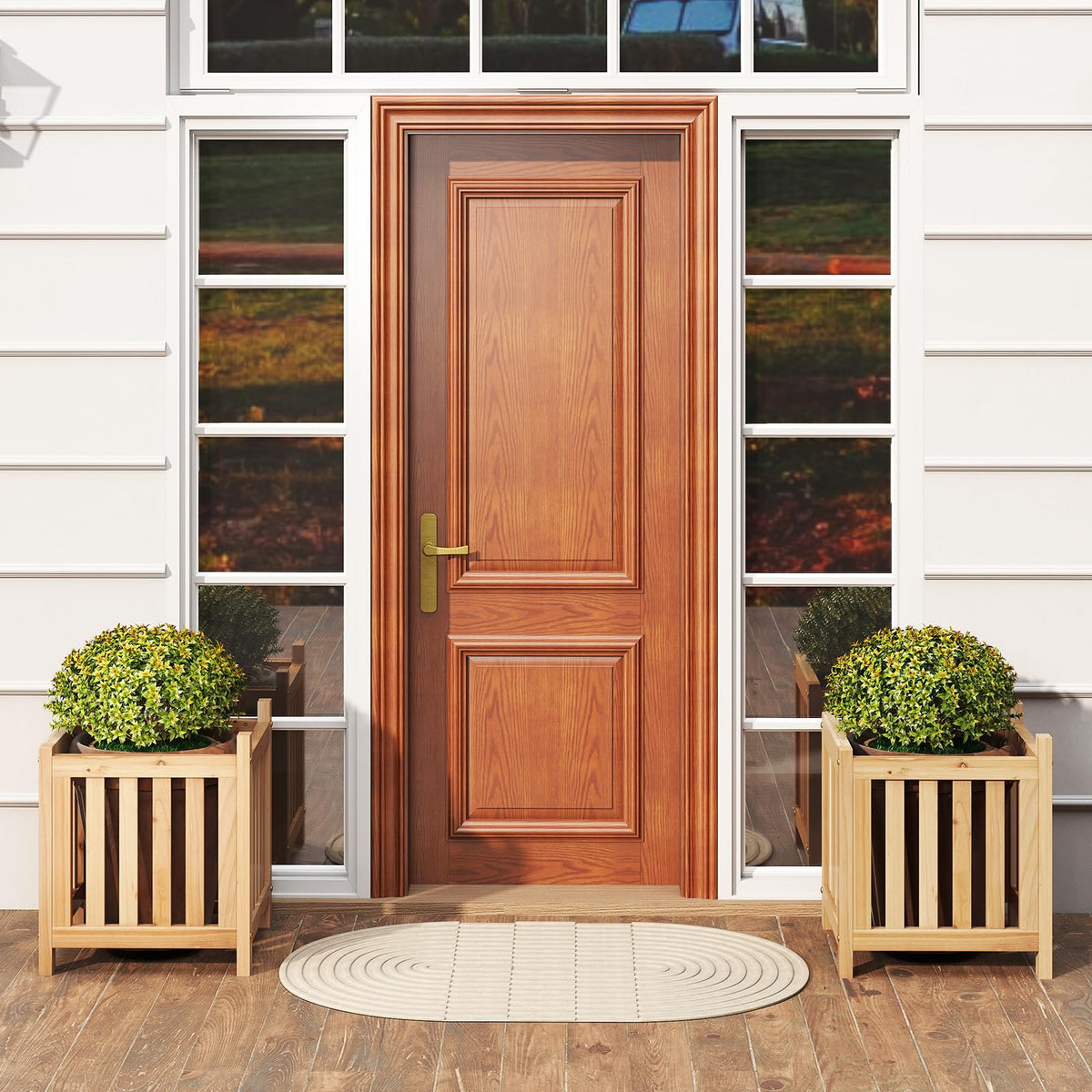Lucktree 2-in-1 Outdoor Bench with 2 Raised Garden Beds
