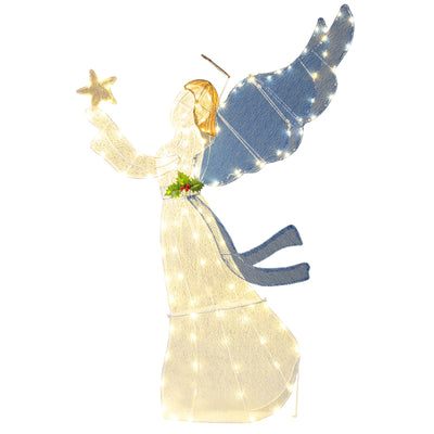 Lucktree 5 Ft Lighted Christmas Angel with Star Halo Spreading Wings