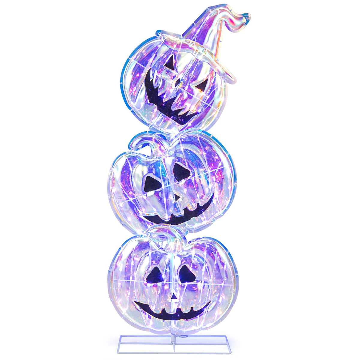 Lucktree 3.4 Ft Halloween Decorations, Light up Stacked Pumpkins with 150 LED Lights
