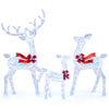 Lucktree 3-Piece Christmas Lighted Iridescent Reindeer Family Set with 215 Cold White LED Lights and Ground Stakes