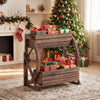 Lucktree Wooden Wagon Planter Box for Patio Garden Balcony