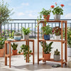 Lucktree 3-Tier Foldable Solid Wood Indoor Outdoor Flower Pot Display Rack