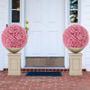 Lucktree 17.5 Inch Topiary Balls Artificial Outdoor Set of 2, Faux Pink Eucalyptus Decorative Balls
