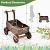 Lucktree Wooden Wagon Planter Raised Bed on Wheels, Handle, Drainage Hole