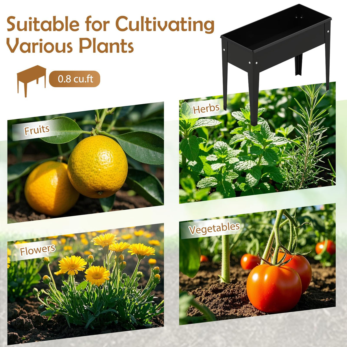 Lucktree Metal Raised Garden Bed with Legs(24”x11”x18”)