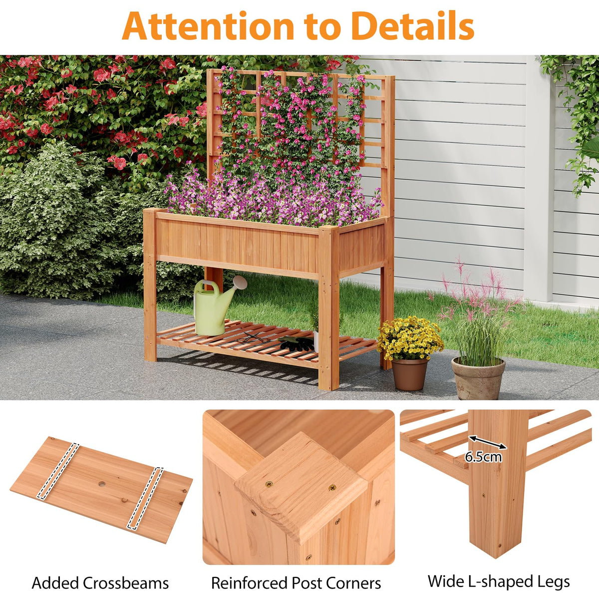 Lucktree Raised Garden Bed with Trellis