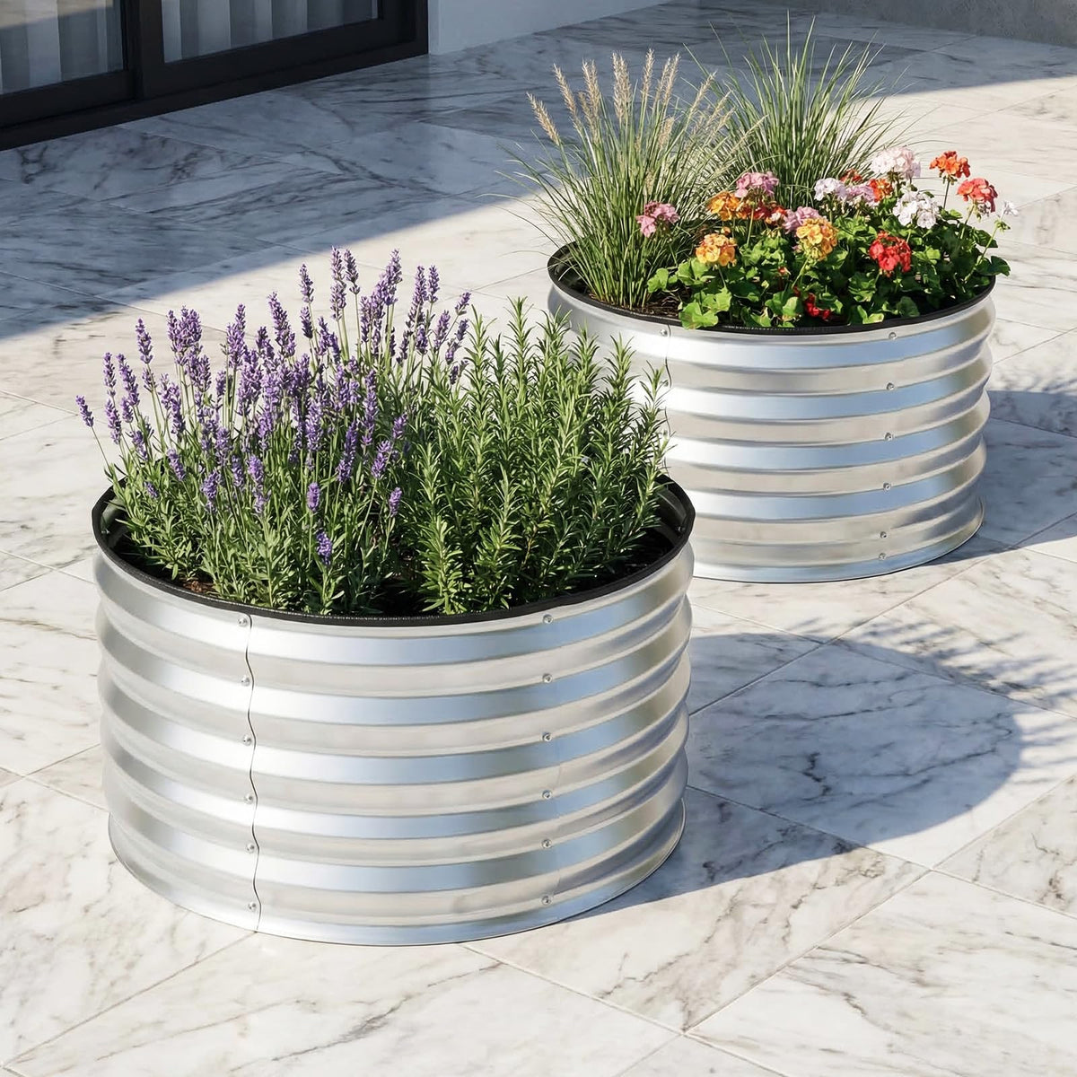 Lucktree 2 Pack Round Galvanized Raised Garden Bed Kit (2x2x1 FT)
